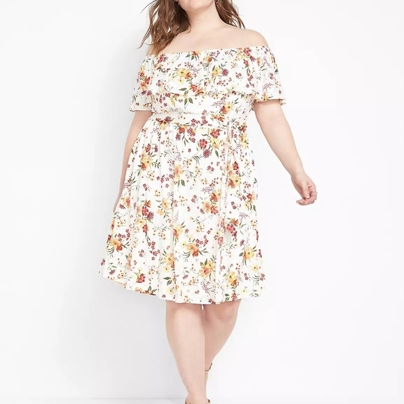 LANE BRYANT SZ 22/24 Convertible Off-The-Shoulder floral Knit Dress - Picture 1 of 5